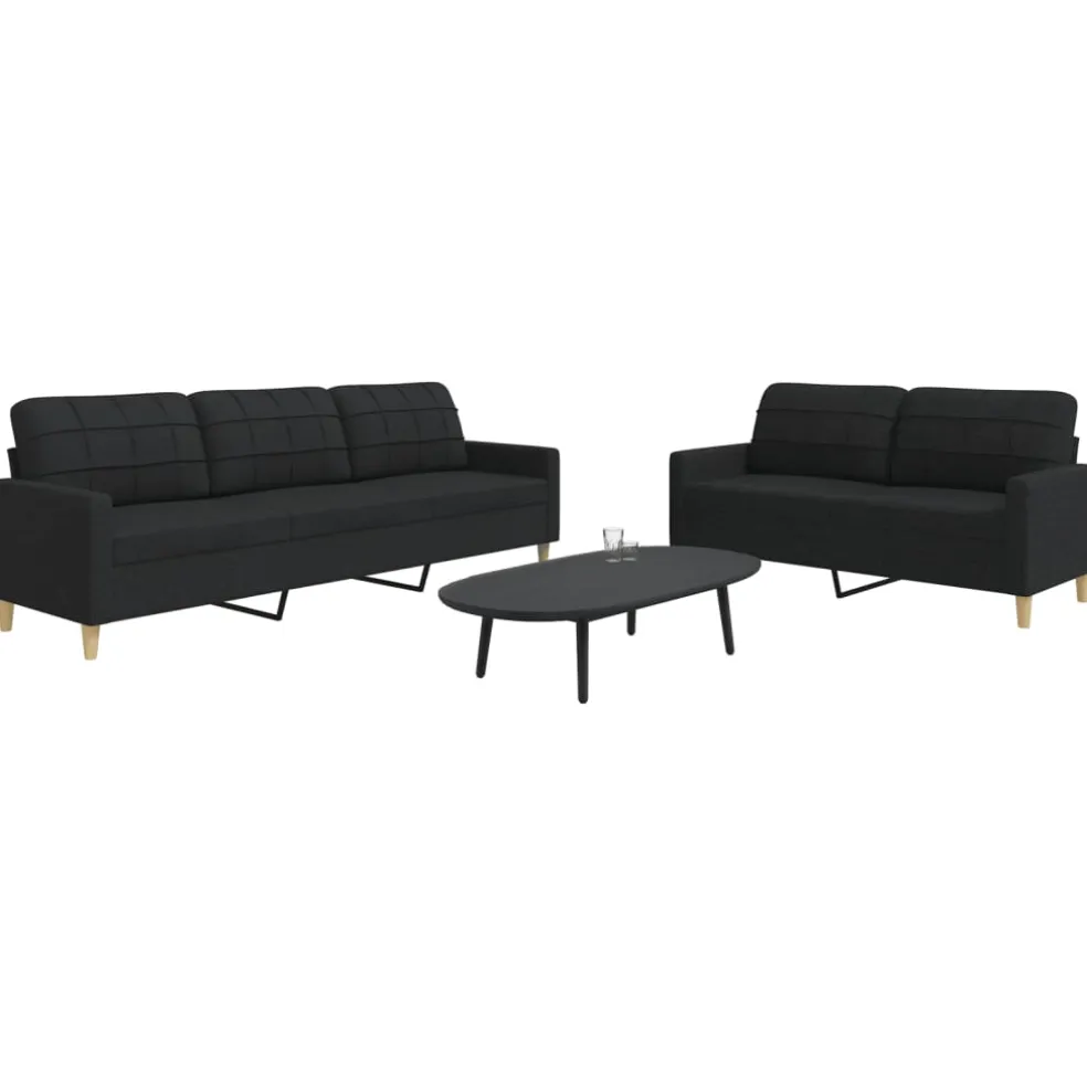 vidaXL 2-delige Loungeset stof zwart
