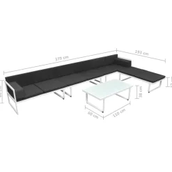 vidaXL 5-delige Loungeset textileen aluminium zwart