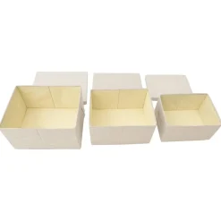 vidaXL 3-delige Opbergboxenset stapelbaar stof crèmekleurig