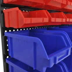 vidaXL 30-delige Opbergrek voor aan de wand blauw en rood