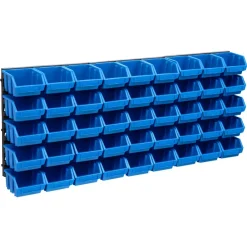 vidaXL 48-delige Opslagbakkenset met wandpanelen blauw en zwart