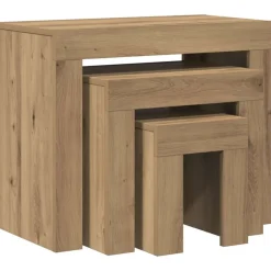vidaXL 3-delige Tafeltjesset bewerkt hout artisanaal eikenkleurig