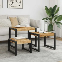 vidaXL 3-delige Tafeltjesset massief mangohout
