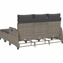 vidaXL 3-delige Tuinbankstel met kussens L-vormig poly rattan grijs