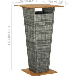 vidaXL 3-delige Tuinbarset met kussens poly rattan grijs