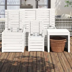 vidaXL 4-delige Tuinboxset massief grenenhout wit