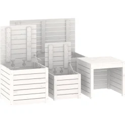 vidaXL 4-delige Tuinboxset massief grenenhout wit