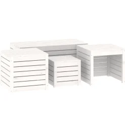 vidaXL 4-delige Tuinboxset massief grenenhout wit
