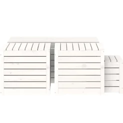 vidaXL 4-delige Tuinboxset massief grenenhout wit