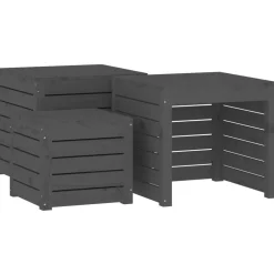 vidaXL 4-delige Tuinboxset massief grenenhout grijs