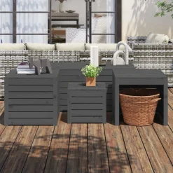 vidaXL 4-delige Tuinboxset massief grenenhout grijs