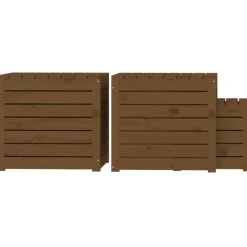 vidaXL 3-delige Tuinboxset massief grenenhout honingbruin