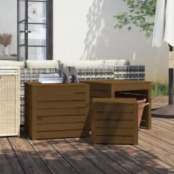 vidaXL 3-delige Tuinboxset massief grenenhout honingbruin