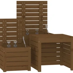 vidaXL 3-delige Tuinboxset massief grenenhout honingbruin