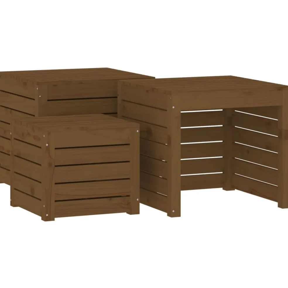 vidaXL 3-delige Tuinboxset massief grenenhout honingbruin