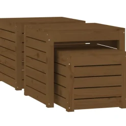 vidaXL 3-delige Tuinboxset massief grenenhout honingbruin