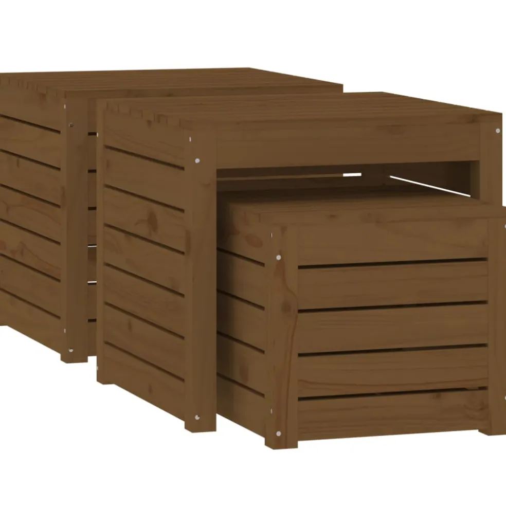 vidaXL 3-delige Tuinboxset massief grenenhout honingbruin