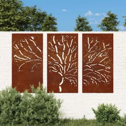 vidaXL 3-delige Tuindecoratieset boomontwerp 105x55 cm cortenstaal