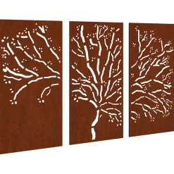 vidaXL 3-delige Tuindecoratieset boomontwerp 105x55 cm cortenstaal
