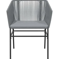 vidaXL 3-delige Tuinset met kussens poly rattan glas grijs