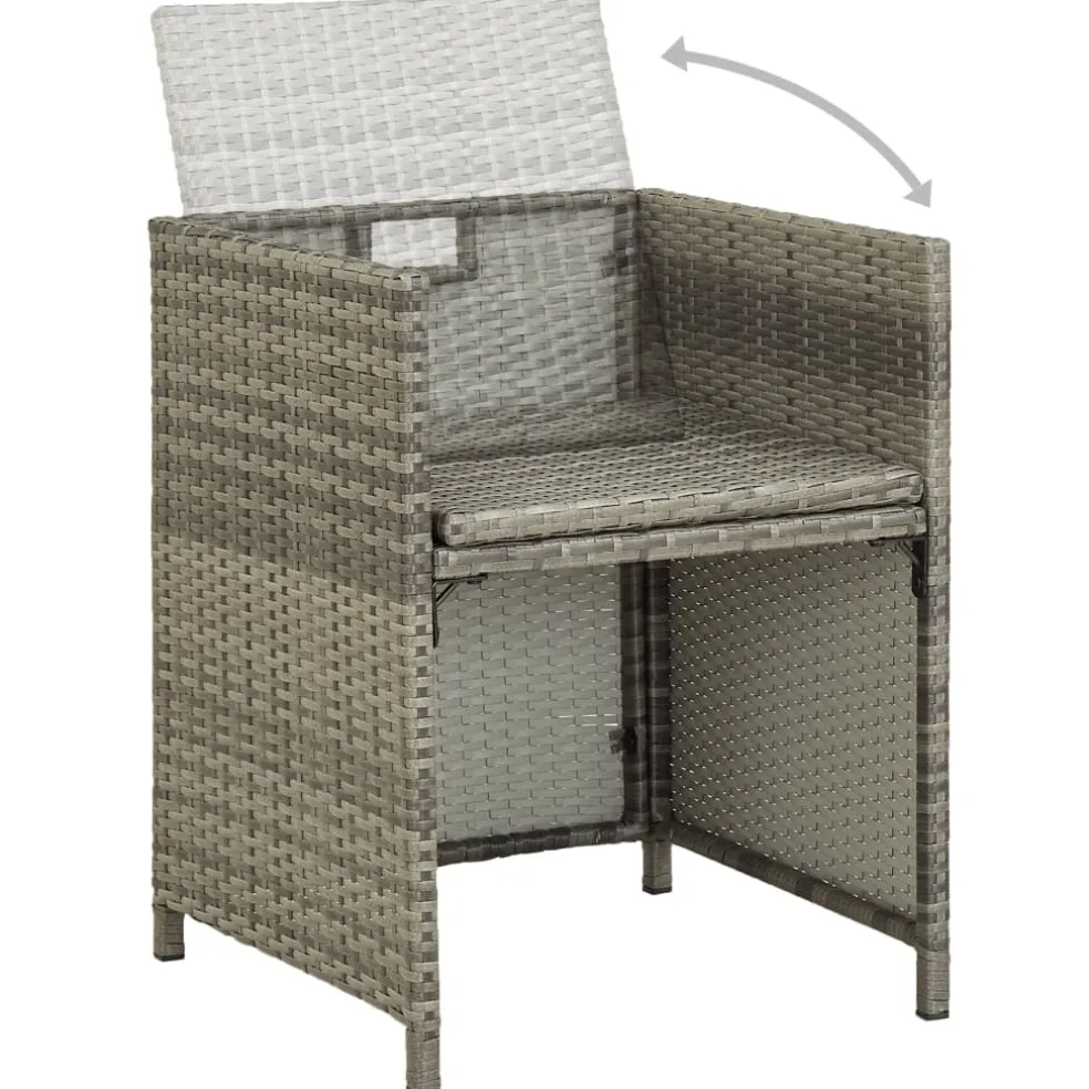 vidaXL 9-delige Tuinset met kussens poly rattan grijs