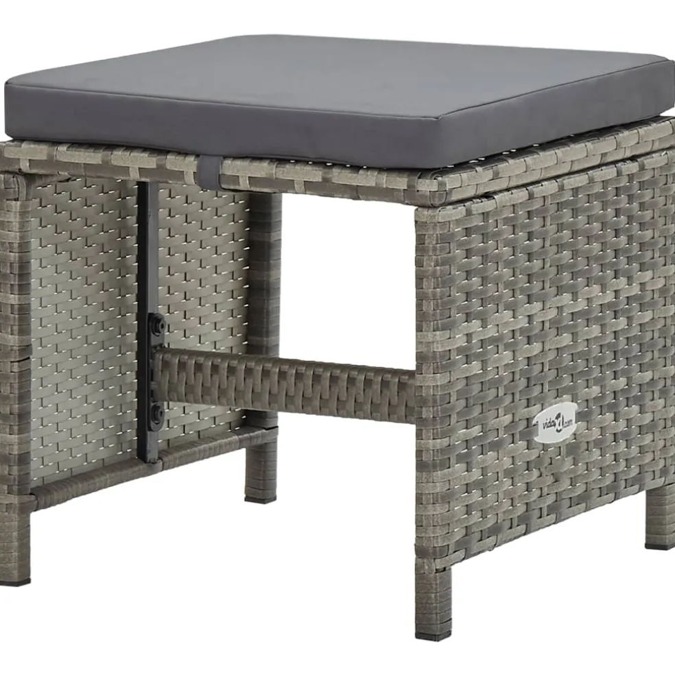 vidaXL 9-delige Tuinset met kussens poly rattan grijs