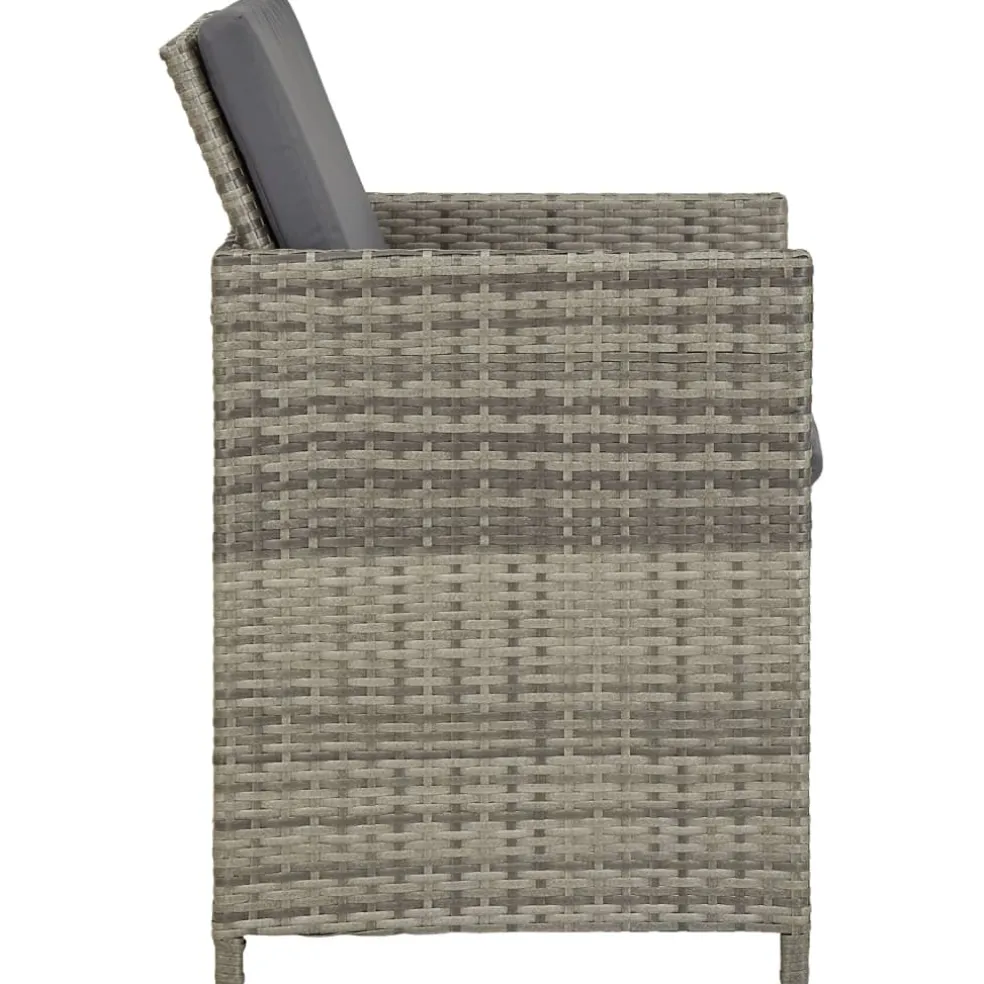 vidaXL 9-delige Tuinset met kussens poly rattan grijs