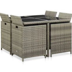 vidaXL 9-delige Tuinset met kussens poly rattan grijs