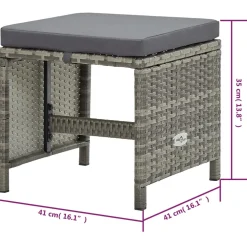 vidaXL 9-delige Tuinset met kussens poly rattan grijs