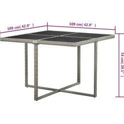 vidaXL 9-delige Tuinset met kussens poly rattan grijs