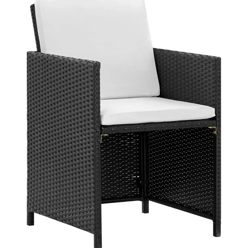 vidaXL 5-delige Tuinset met kussens poly rattan zwart