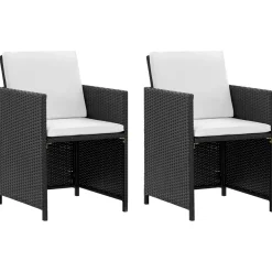 vidaXL 5-delige Tuinset met kussens poly rattan zwart