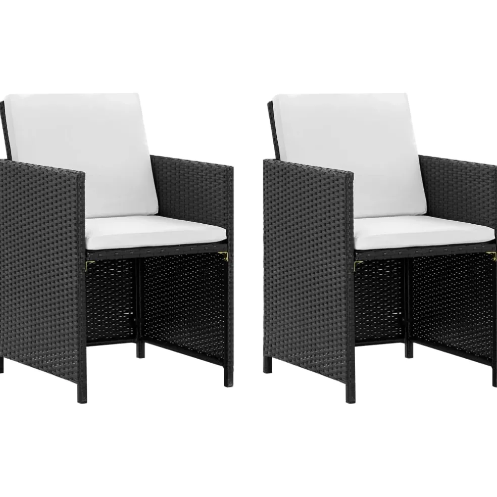 vidaXL 5-delige Tuinset met kussens poly rattan zwart