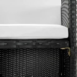 vidaXL 5-delige Tuinset met kussens poly rattan zwart