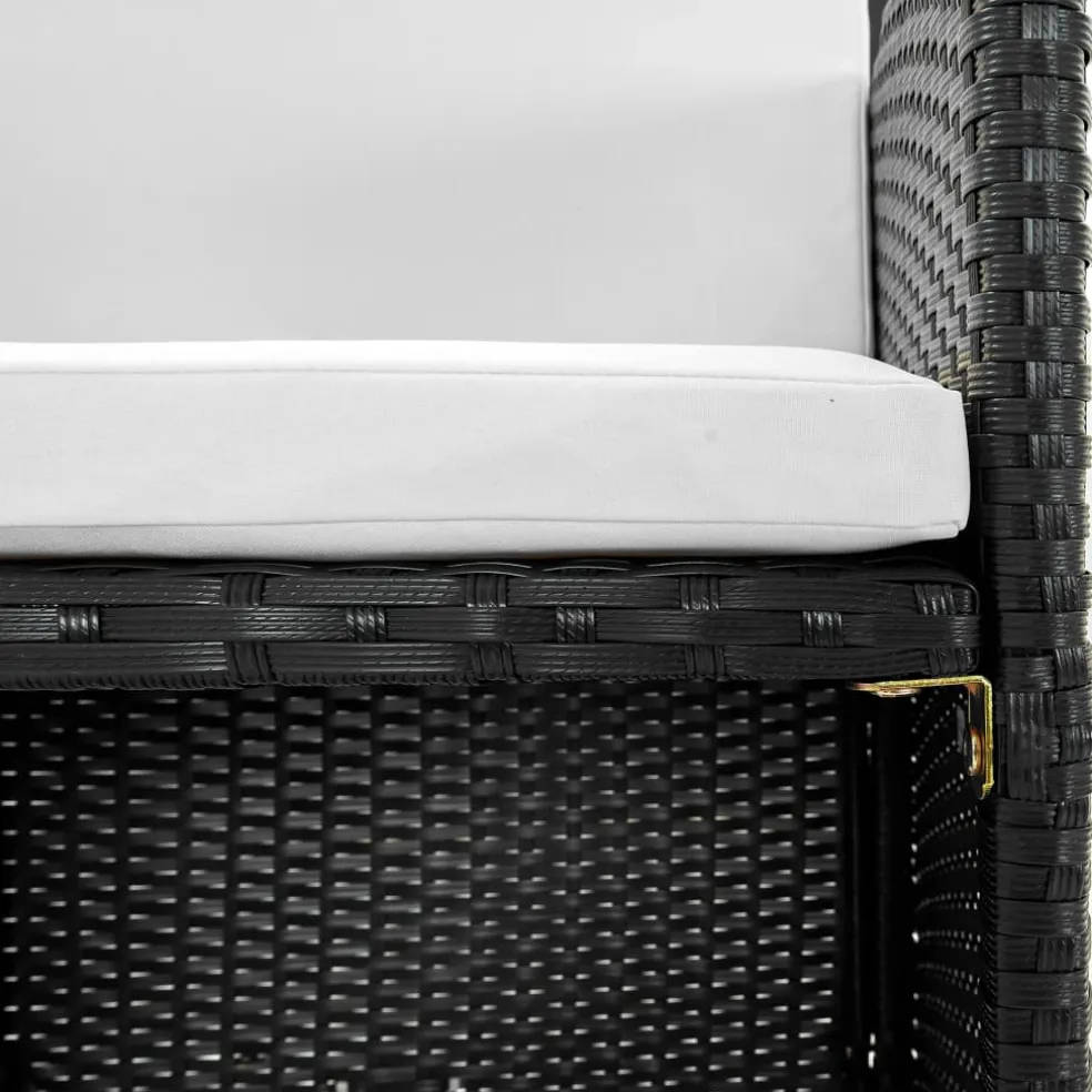 vidaXL 5-delige Tuinset met kussens poly rattan zwart