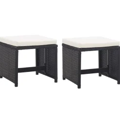 vidaXL 5-delige Tuinset met kussens poly rattan zwart