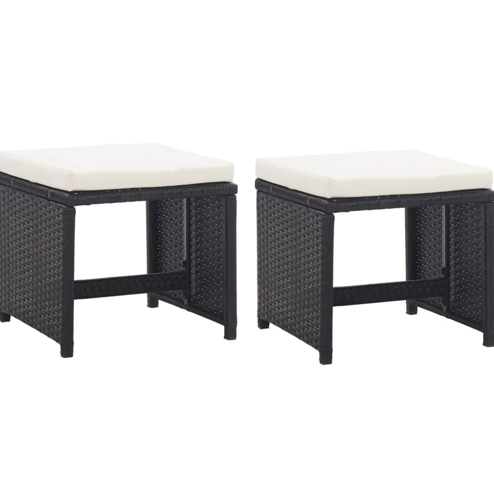 vidaXL 5-delige Tuinset met kussens poly rattan zwart