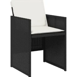 vidaXL 5-delige Tuinset met kussens poly rattan zwart