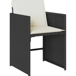 vidaXL 5-delige Tuinset met kussens poly rattan zwart