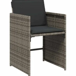 vidaXL 5-delige Tuinset met kussens poly rattan grijs