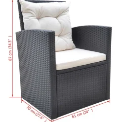vidaXL 6-delige Tuinset met kussens poly rattan zwart