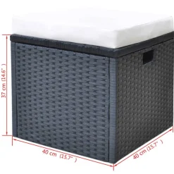 vidaXL 6-delige Tuinset met kussens poly rattan zwart