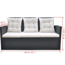 vidaXL 6-delige Tuinset met kussens poly rattan zwart