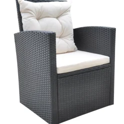 vidaXL 6-delige Tuinset met kussens poly rattan zwart