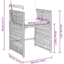 vidaXL 5-delige Tuinset met kussens poly rattan grijs