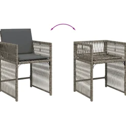 vidaXL 5-delige Tuinset met kussens poly rattan grijs