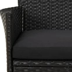 vidaXL 5-delige Tuinset met kussens poly rattan zwart