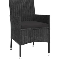 vidaXL 5-delige Tuinset met kussens poly rattan zwart