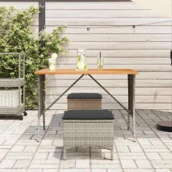 vidaXL 3-delige Tuinset met kussens poly rattan grijs