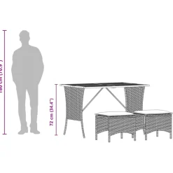 vidaXL 3-delige Tuinset met kussens poly rattan grijs